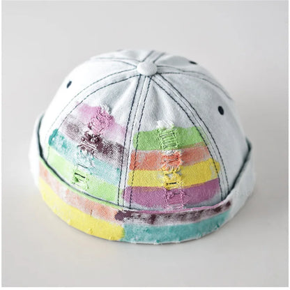 Vintage Painted Rainbow Denim Docker Cap