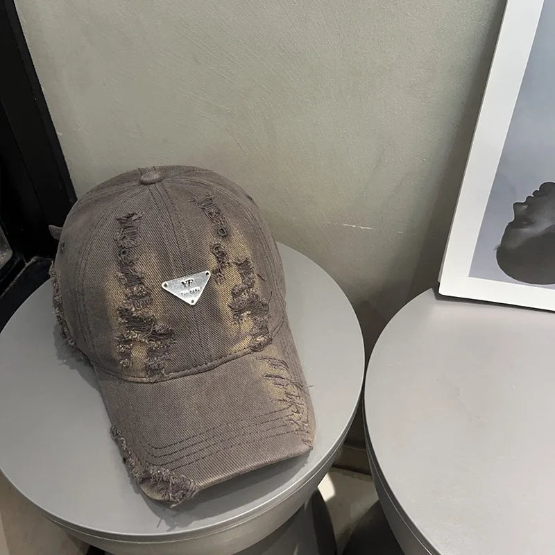 Distressed Ripped Baseball Cap Unisex Summer