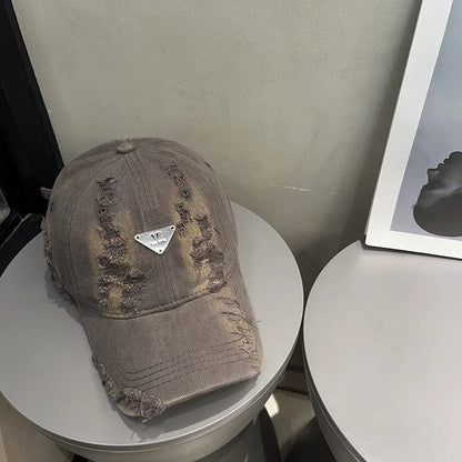 Distressed Ripped Baseball Cap Unisex Summer