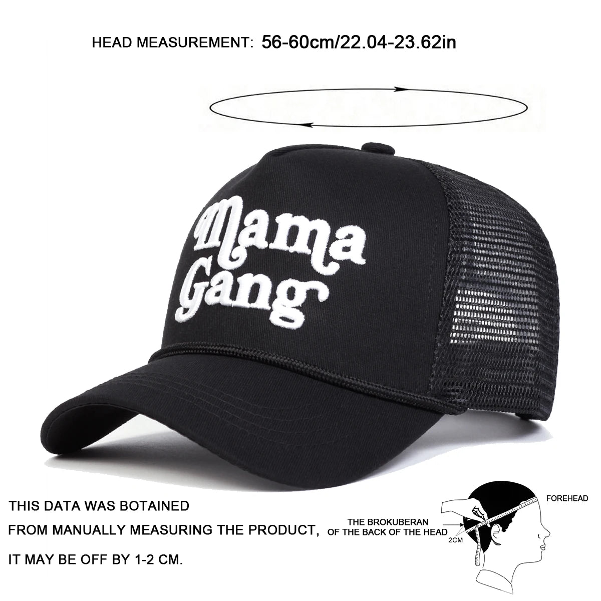 Unisex Mamagang Letter Embroidery Baseball Net Caps Spring and Summer