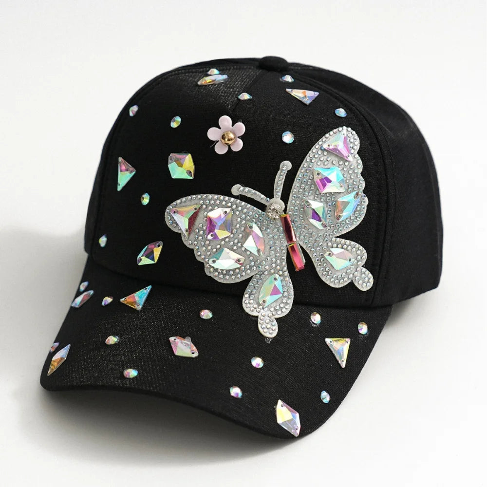 Full-Diamond Butterfly Three-Dimensional Decorative Baseball Cap