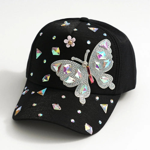 Full-Diamond Butterfly Three-Dimensional Decorative Baseball Cap