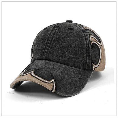 Fashion Washed Cotton Flame Embroidery Dad Hat