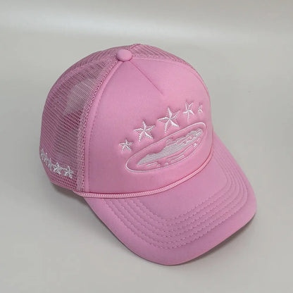 Y2K Star Embroidery Men Foam Mesh Baseball Cap Women Summer