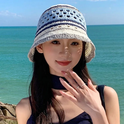 Popular Wide Brim Striped Bucket Hat