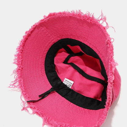 Women American Vintage Distressed Frayed Edge Bucket Hat