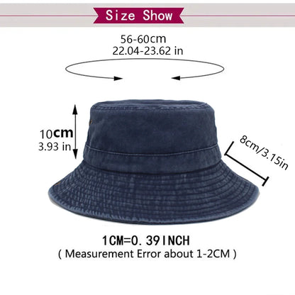 Wide Brim Bucket Hat For Men And Women Washed Solid Cotton