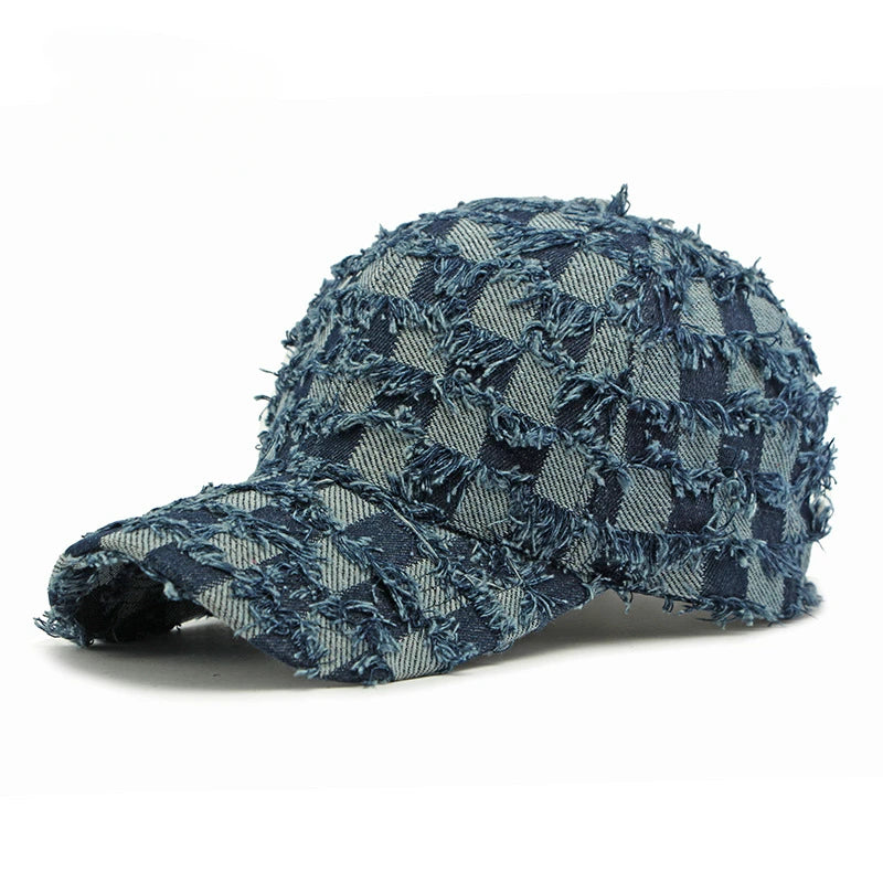 Fashion Washed Denim Hard Top Baseball Cap Women's