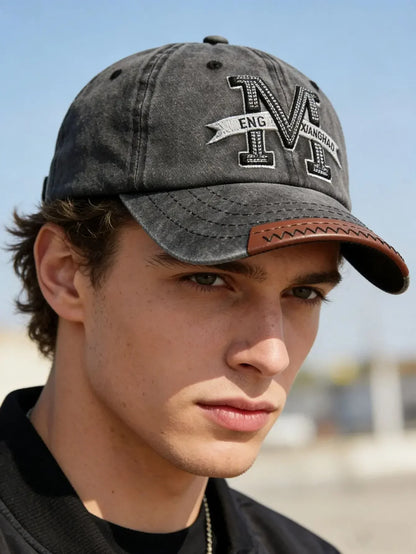 Unisex Baseball Cap M Letter Embroidery Dad Hat Women Men Outdoor Washed Cotton Cap