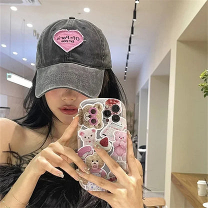 Heart Letter Embroidery Baseball Cap For Women