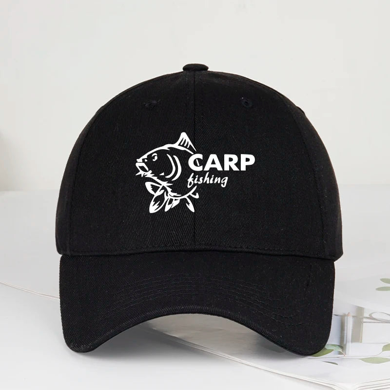 Carp Fishing Print Baseball Cap Adjustable Curved Brim Dad Hat For Men Outdoor Fishing Casual Activities