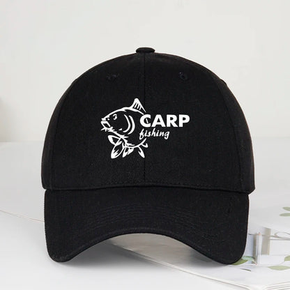 Carp Fishing Print Baseball Cap Adjustable Curved Brim Dad Hat For Men Outdoor Fishing Casual Activities