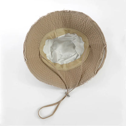 Women Solid Color Sunshade Bucket Hat Soft Cotton
