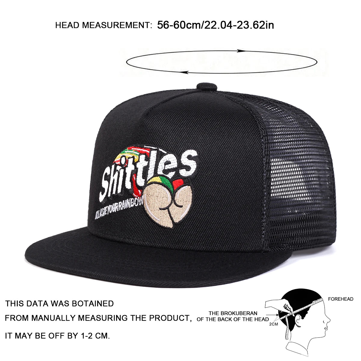 Unisex Shittles Embroidery Hip-hop Net Hats Spring Summer Outdoor Hat Sports Cap