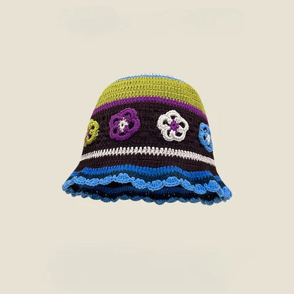 Dopamine Autumn Crochet Panama Cap Korean Handmade Bucket Hats