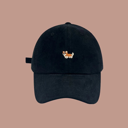 Dog Embroidery Baseball Hat For Men Women Cotton Solid Color Peaked Cap