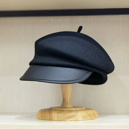 2026 New Style Fashion Leisure Wool Cloth Leather Eaves Cap
