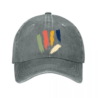 Modern Abstract Painted Stripe Colle Washed Baseball Cap