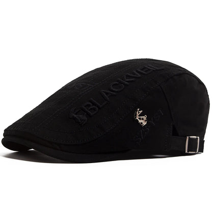 Men Beret Fashion Rabbit Embroidery Flat Caps
