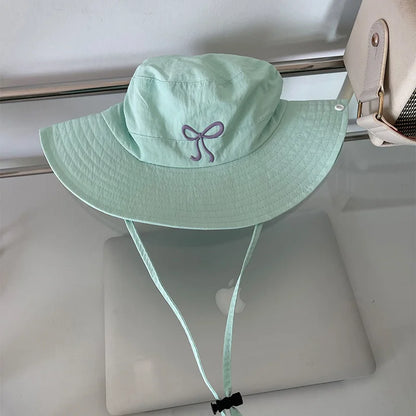 Korean Pink Bow Quick Dry Fisherman Hat