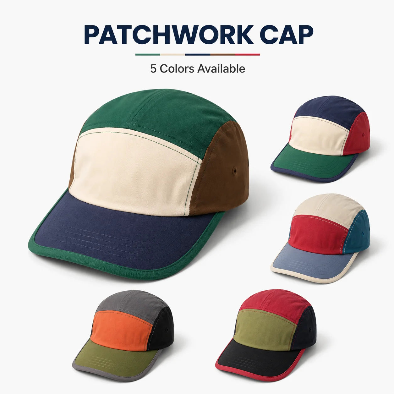Unisex Plain Patchwork Baseball Caps For Men Women