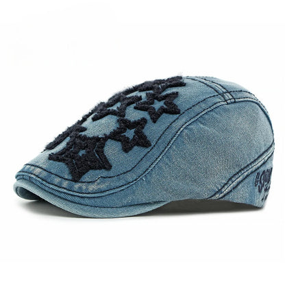 Five-Pointed Star Denim Cotton Beret