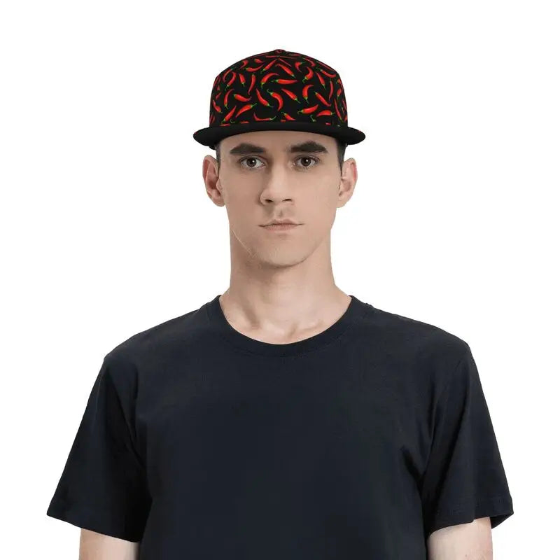 Red Chili Pepper Print Baseball Cap For Men Women Fashion Flat Bill Hats Adjustable Snapback Hat Trucker Hat