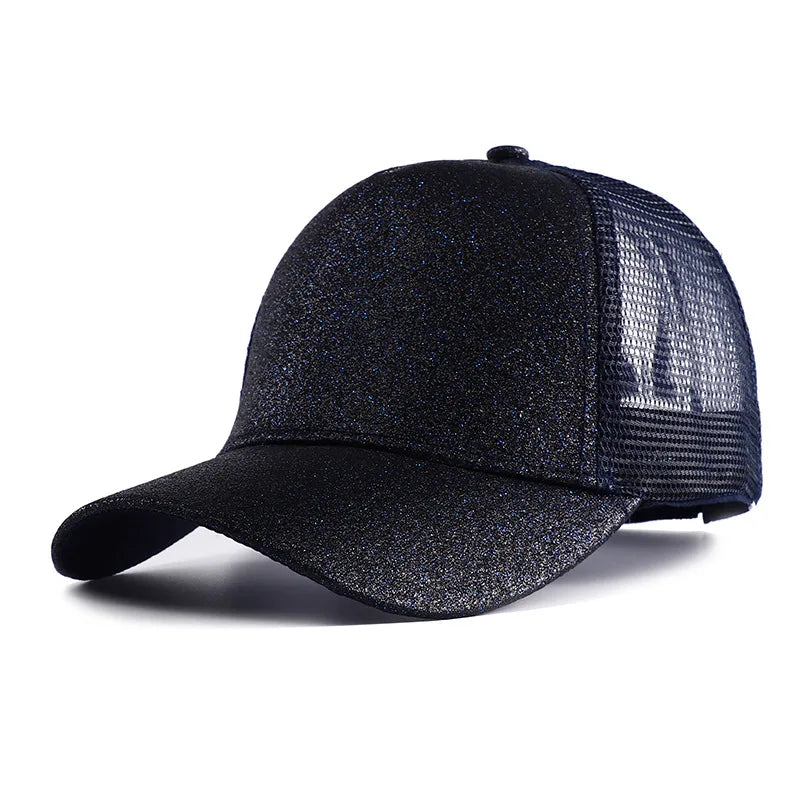 Summer Glitter High Ponytail Baseball Cap Female