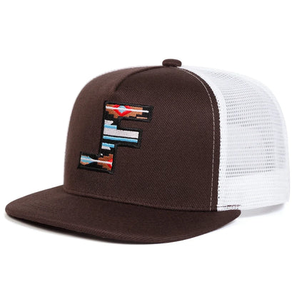 Unisex F Letter Embroidery Hip-Hop Net Hats
