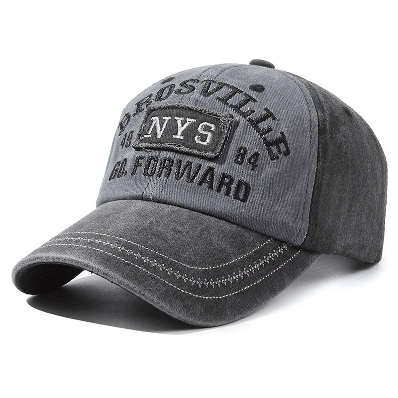 Unisex Washed Cotton Cap Letter Embroidery Baseball Cap For Men Women