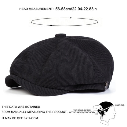 Unisex Corduroy Newsboy Caps Men British Painters Hats