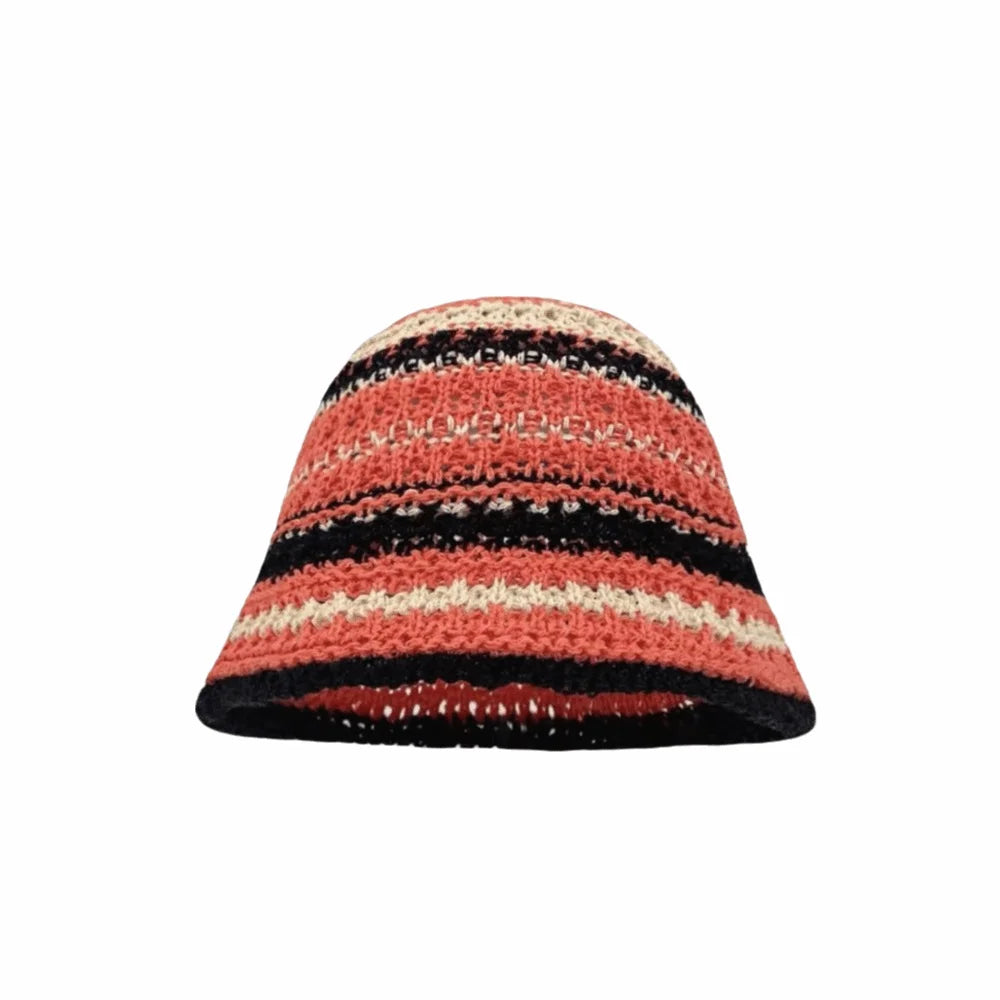 Fashion Striped Knitted Hollow Fisherman Hat