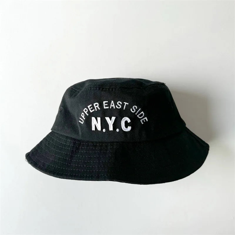 Spring Girls Embroidery Letters Wide Brim Children Sun Hat
