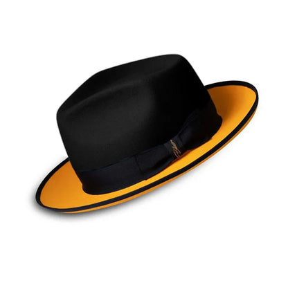 Men Women Wool Felt Fedora Hat Retro British Style Two Tone Jazz Cap