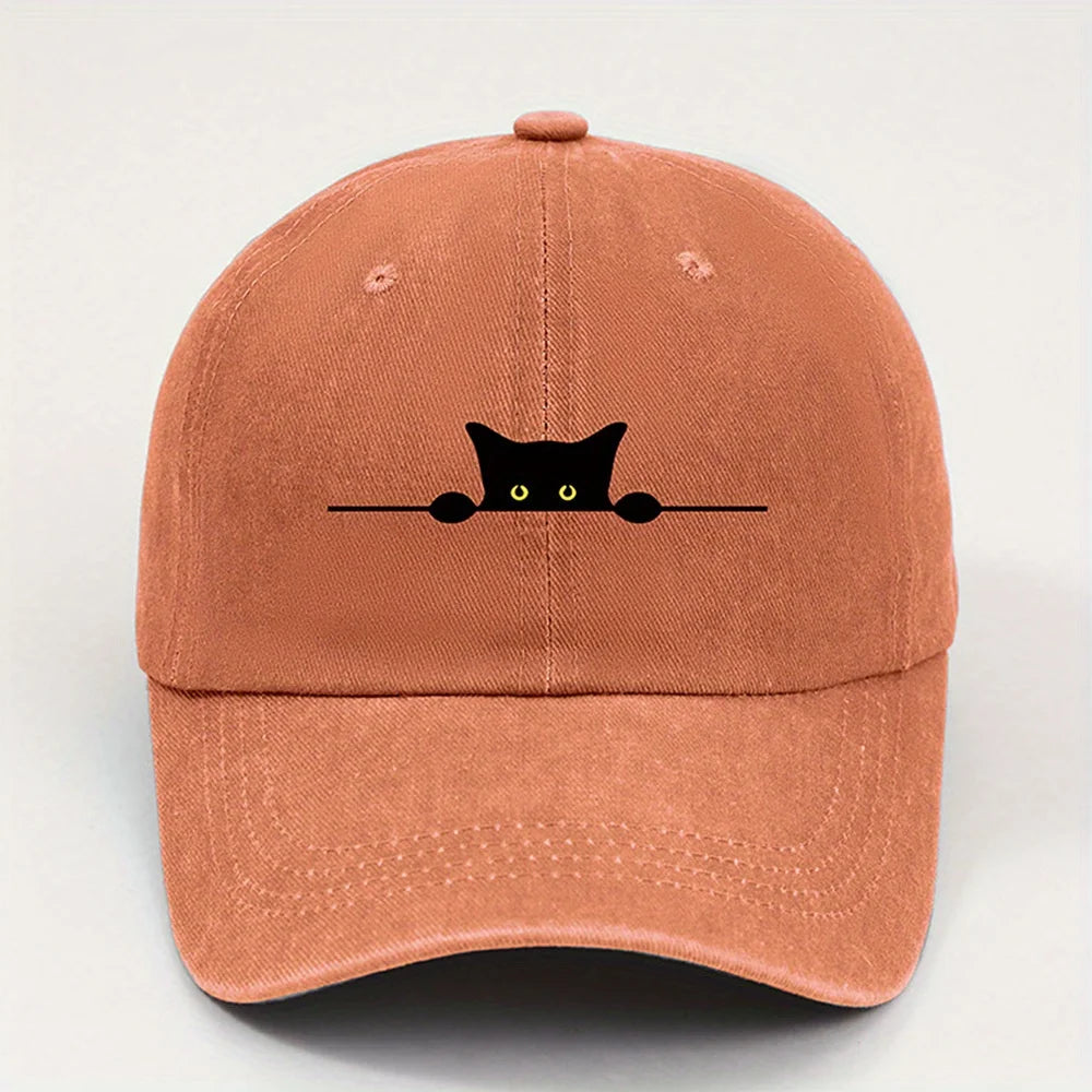 Cute Black Cat Printed Baseball Cap for Men and Women