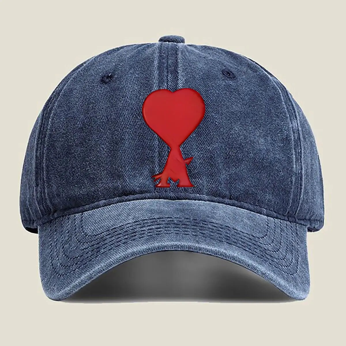 Red Heart Embroidery Washed Baseball Cap
