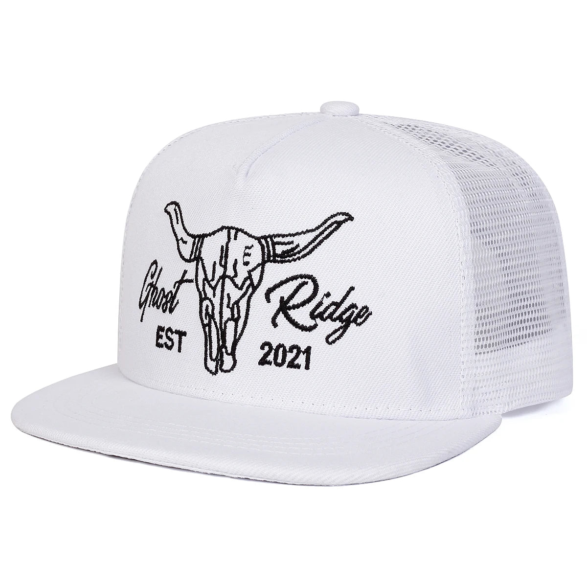 Unisex Ox Head Letter Embroidery Hip-Hop Net Hats Spring Summer