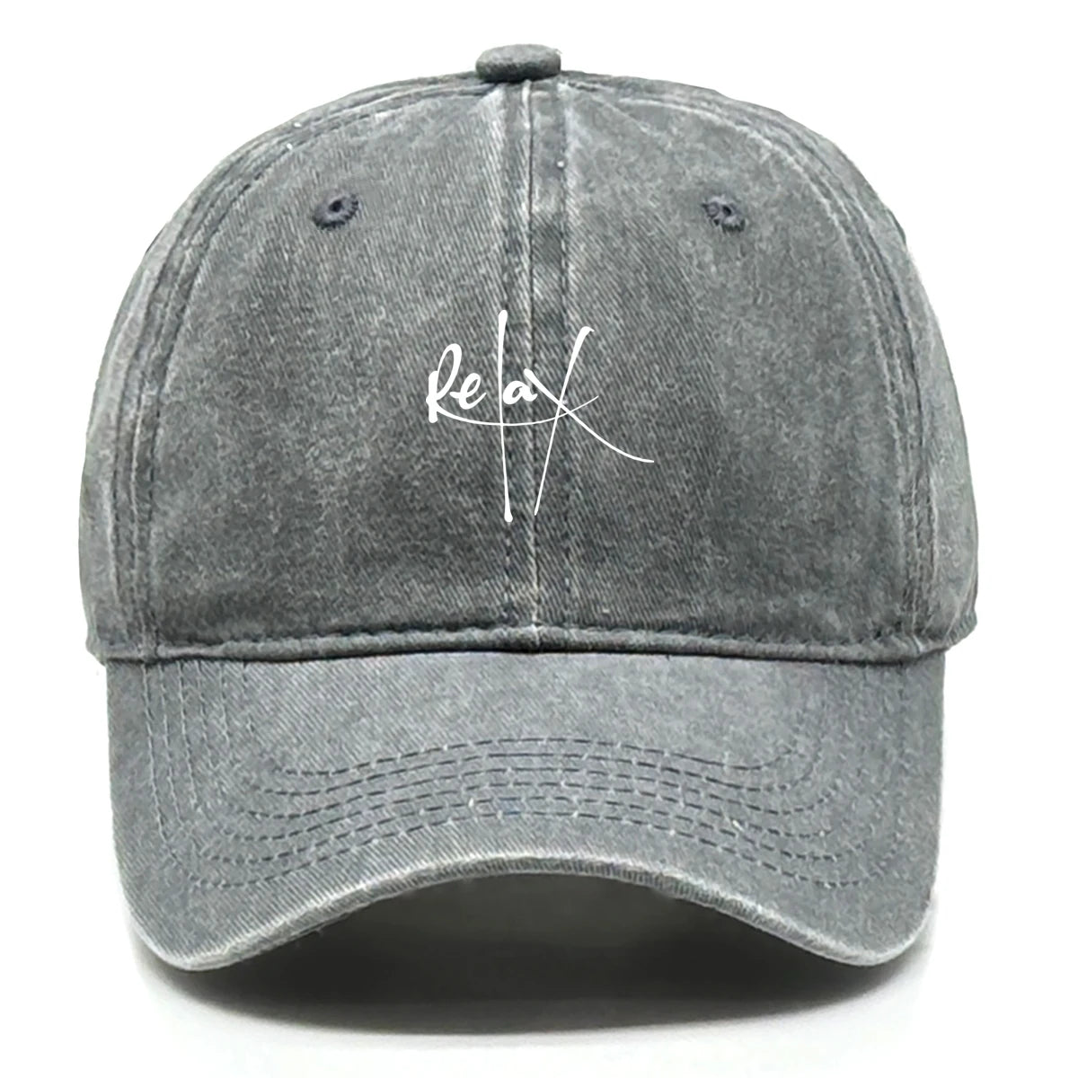 Washed Cotton Snapback Baseball Hat Artistic Text Relax Snapback Hat