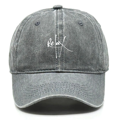 Washed Cotton Snapback Baseball Hat Artistic Text Relax Snapback Hat