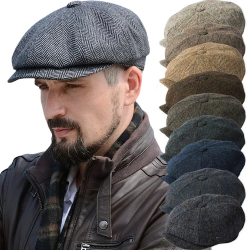 Newsboy Hat Men Beret Peaked Hat Wool Celebrity Caps