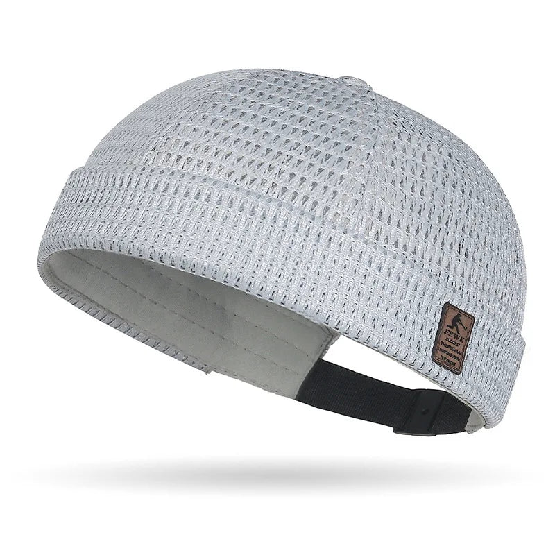 Leather Logo Hollow Out Large Grid Mesh Tang Hat