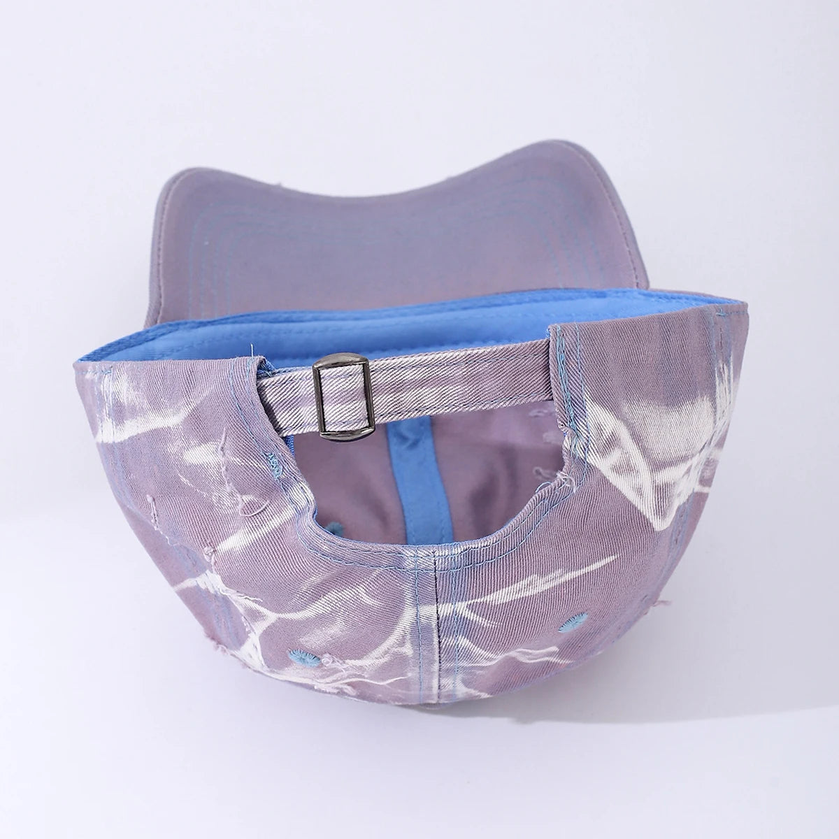 Y2K Style Washed-Out Distressed Holey Gradient Baseball Cap