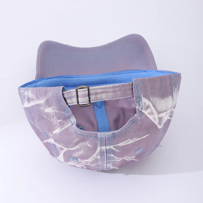 Y2K Style Washed-Out Distressed Holey Gradient Baseball Cap