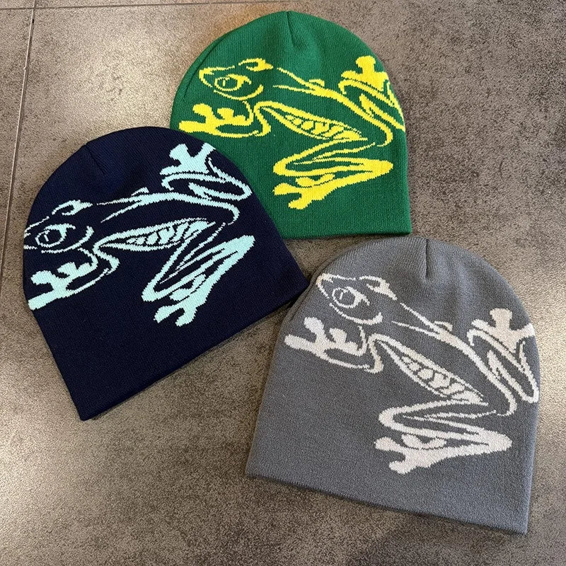 Tree Frog Pattern Beanie Knitted Cap For Men & Women