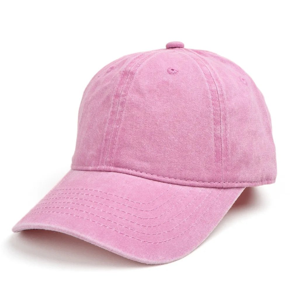 Vintage Wash Cotton Baseball Cap Unisex Plain Soft Crown Sun Visor Dad Hat