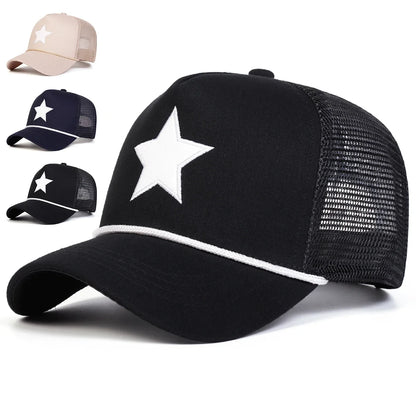 Unisex Five-pointed Star Embroidery Baseball Net Caps Spring Summer