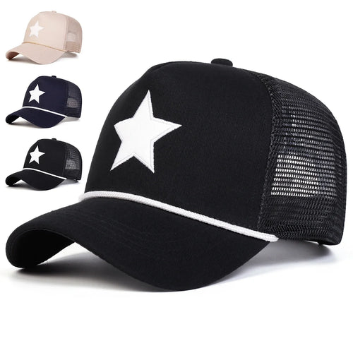 Unisex Five-pointed Star Embroidery Baseball Net Caps Spring Summer