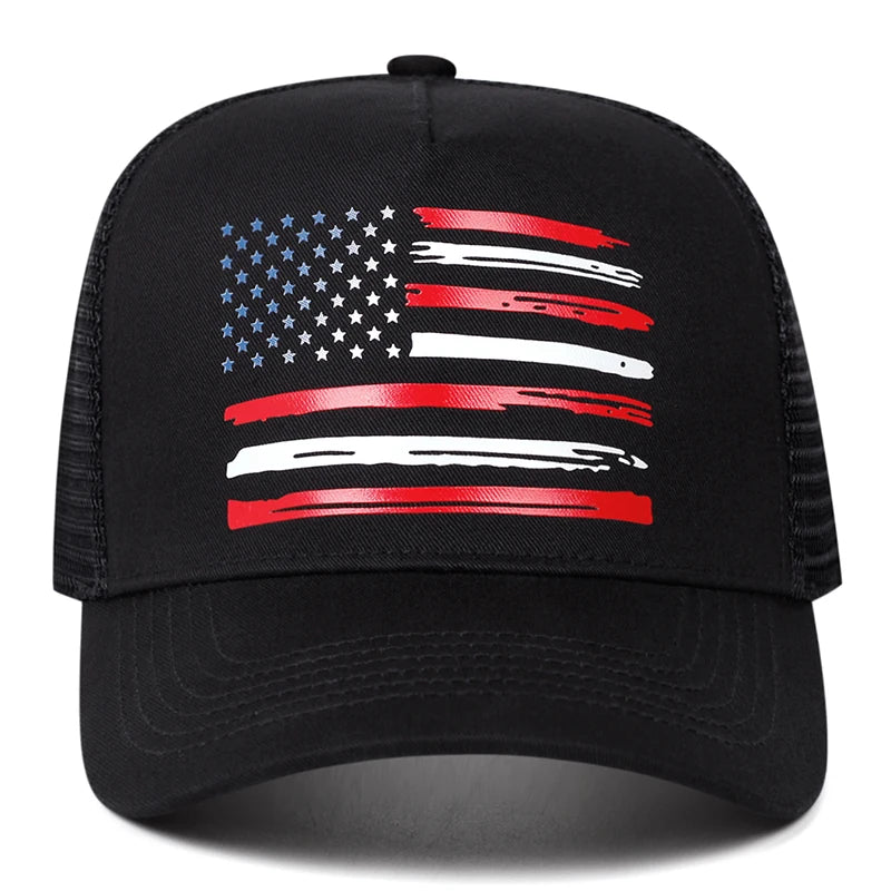 Fashion Creative New Baseball Hat American Flag Printed Hip Hop Hat Outdoor Daily Hat Unisex Mesh Hat