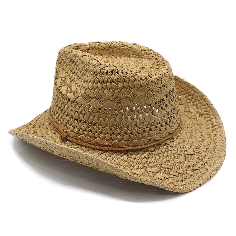 Men's Summer Foldable Straw Cowboy Hat