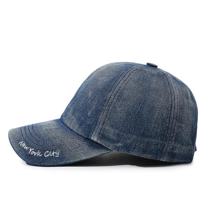 New Unisex Letter Embroidery Hole Denim Baseball Caps